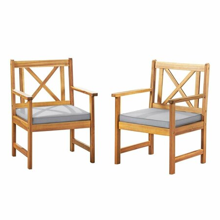 GUARDERIA Manchester Acacia Wood Chairs with Cushions - Set of 2 GU3855317